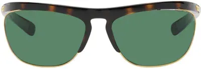 Bottega Veneta Brown & Gold Bv1348s Sunglasses In Havana-havana-green