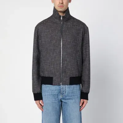 Bottega Veneta Brown Textured Wool Blend Bomber Jacket