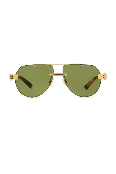 Bottega Veneta Bv1342s Sunglasses In Gold  Silver  & Green