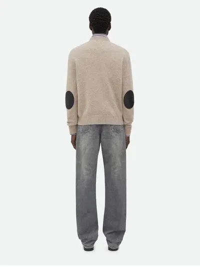 Bottega Veneta `cashmere Jumper With Intrecciato Leather Patches` In Beige