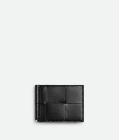 Bottega Veneta Cassette Bill Clip Wallet In Black/parakeet