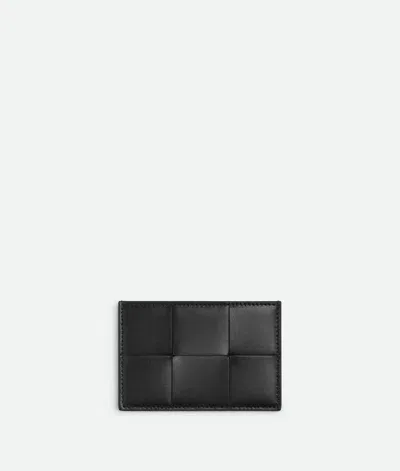 Bottega Veneta Cassette Credit Card Case In Black/parakeet