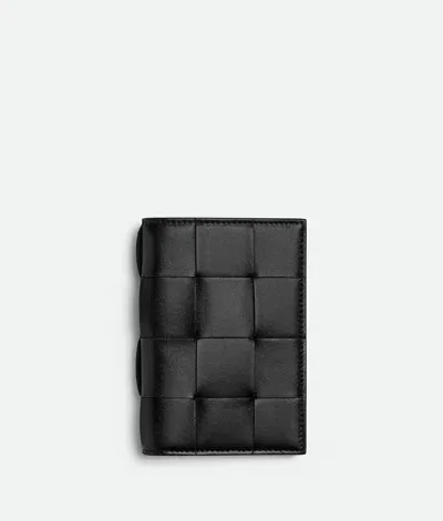 Bottega Veneta Cassette Passport Holder In Black/parakeet