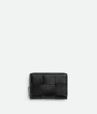 Bottega Veneta Cassette Zippered Coin Purse In Black