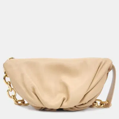 Pre-owned Bottega Veneta Chain Belt Bag In Beige