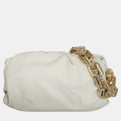 Pre-owned Bottega Veneta Chain Pouch Bag In White