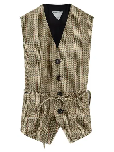 Bottega Veneta Check Gilet In Beige