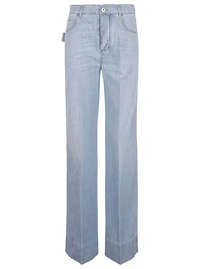 Bottega Veneta Wide Leg Denim Jeans In Clear Blue