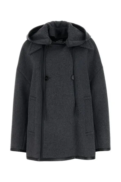 Bottega Veneta Coats In Dark Grey