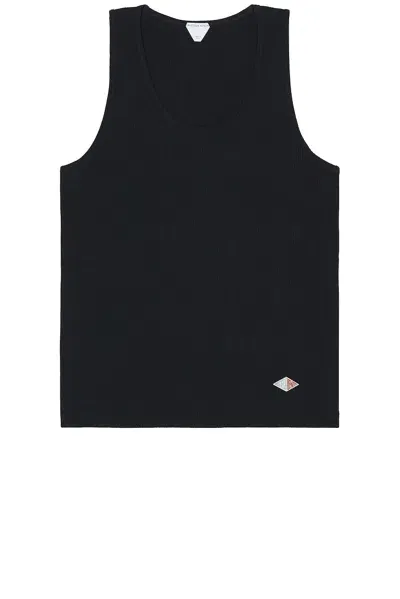 Bottega Veneta Black Rib Tank Top In Midnight Blue