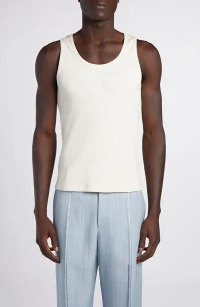 Bottega Veneta Compact Rib Stretch Cotton Tank Top In White