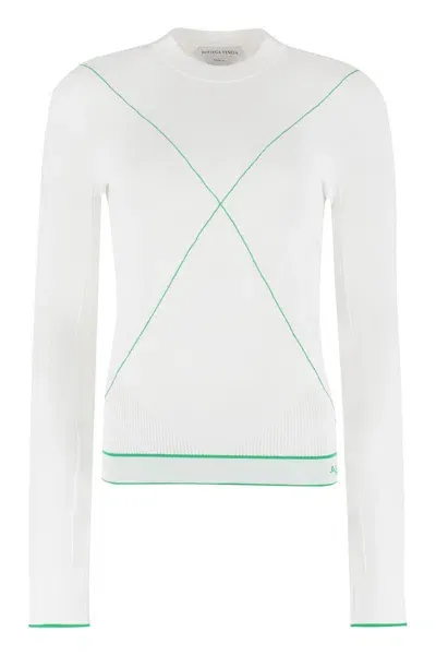 Bottega Veneta Contrasting Seams Sweater In White