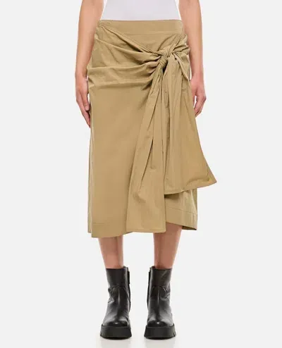 Bottega Veneta Cotton Skirt W/knot In Beige