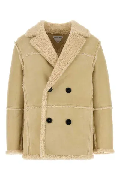 Bottega Veneta Cream Shearling Coat In Beige