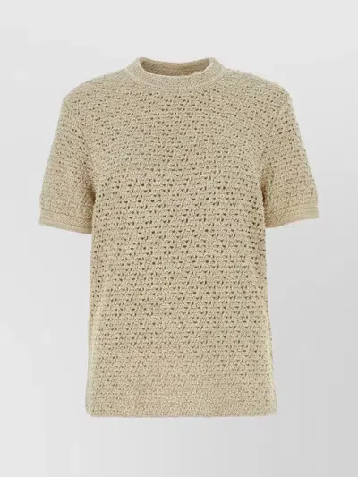 Bottega Veneta Crochet-knit Cotton T-shirt In Multicolor