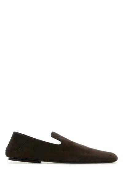 Bottega Veneta Dark Brown Suede Slip Loafers