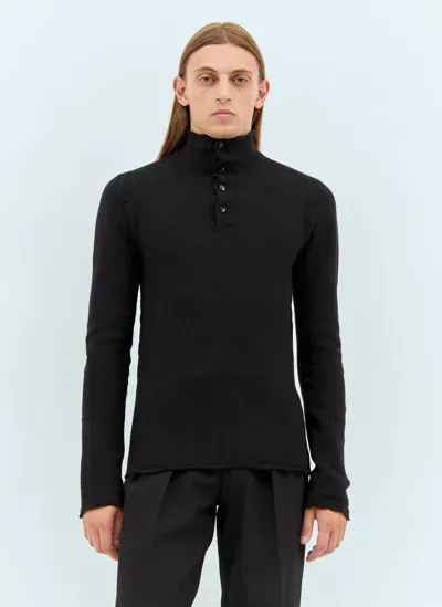 Bottega Veneta Distorted High Neck Wool Sweater In Black