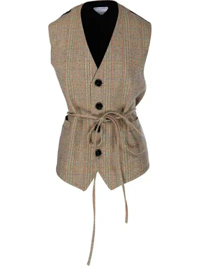 Bottega Veneta Prince Of Wales Wool Blend Vest In Multicolor