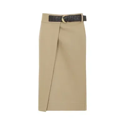 Bottega Veneta Double Cotton Canvas Skirt Clothing In Beige