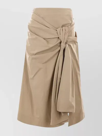 Bottega Veneta Draped Skirt With Asymmetrical Hem And Front Slit In Beige