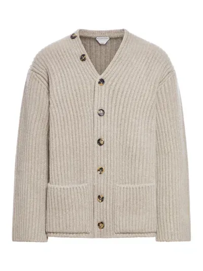 Bottega Veneta English Rib Cardigan In Nude & Neutrals