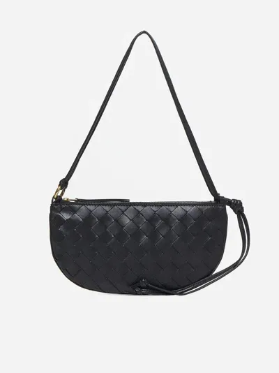 Bottega Veneta Kids' Gemellini Leather Double Pouch Bag In Black