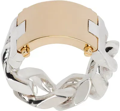 Bottega Veneta Gold & Silver Curb Chain Ring In 8119 Silver Yellow