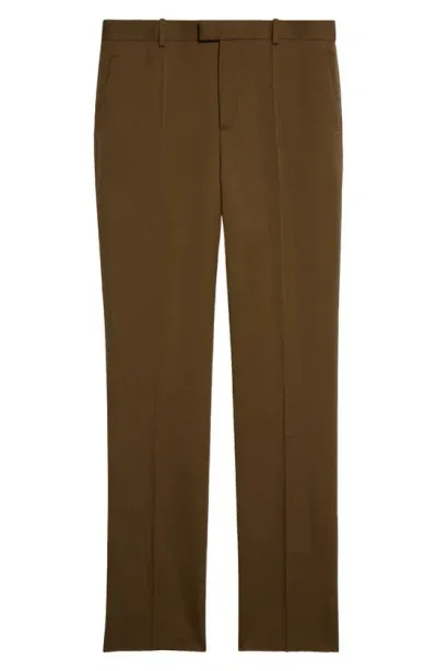 Bottega Veneta Grain De Poudre Satorial Wool Slim Trousers In Liana