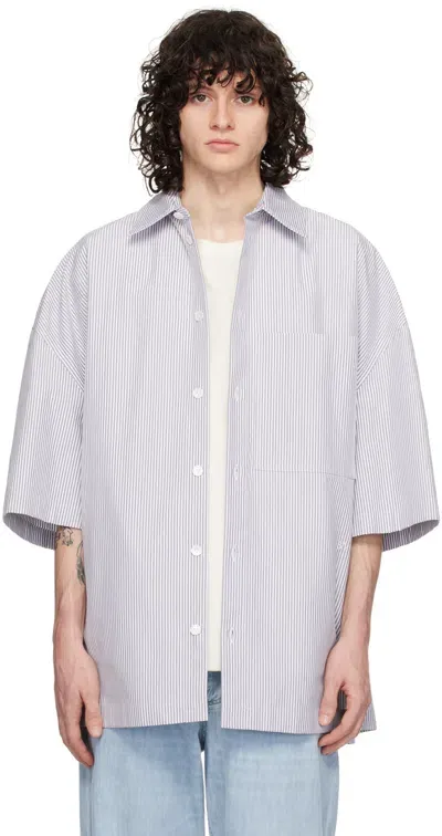 Bottega Veneta Classic Striped Cotton Shirt In Grey,white