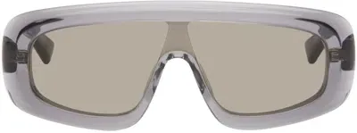 Bottega Veneta Gray Bombe Shield Sunglasses In Grey-grey-brown