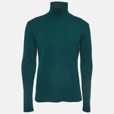 Pre-owned Bottega Veneta Green Rib Knit Turtleneck Pullover M