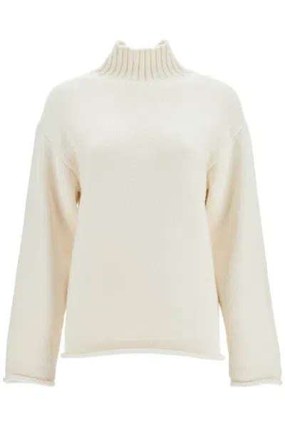 Bottega Veneta Cashmere High-neck Pullover Sweater In White