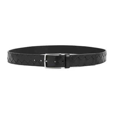 Bottega Veneta Intrecciato Belt In Black