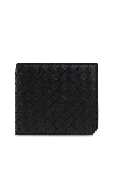 Bottega Veneta Intrecciato Bi-fold Wallet In Black