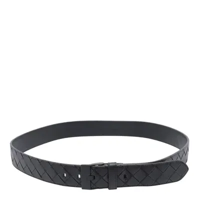 Bottega Veneta Intrecciato Buckle Belt In Black