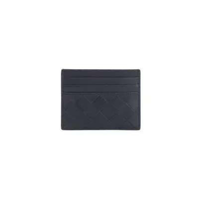 Bottega Veneta Intrecciato Calf Leather Credit Card Case In Blue