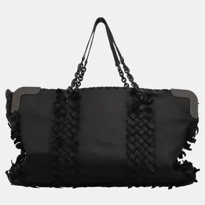 Pre-owned Bottega Veneta Intrecciato Fringe Tote Bag In Black