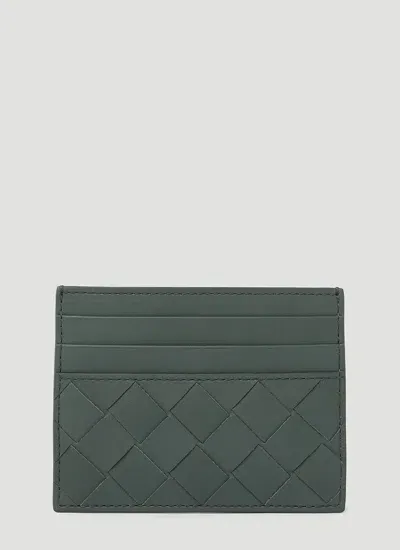 Bottega Veneta Intrecciato Leather Cardholder In Grey