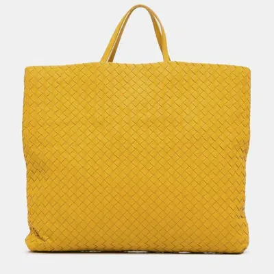 Pre-owned Bottega Veneta Intrecciato Nappa Tote Bag In Yellow