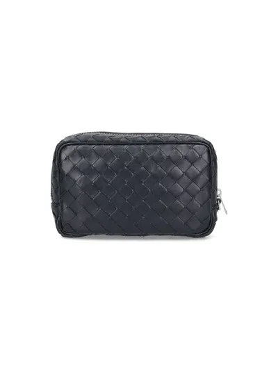 Bottega Veneta Intrecciato Small Pouch With Wristlet In Black