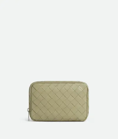 Bottega Veneta Intrecciato Small Zipped Organizing Pouch In Travertine