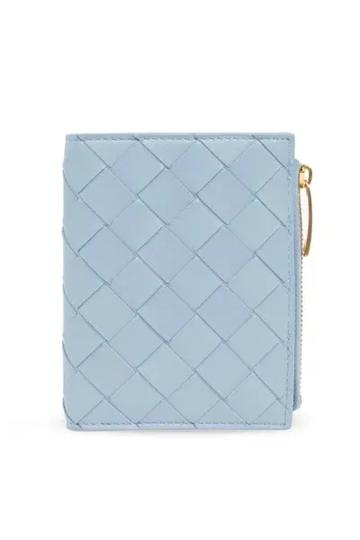 Bottega Veneta Intrecciato Zipped Wallet In Blue