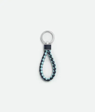 Bottega Veneta Intreccio Key Ring In Space/zenith