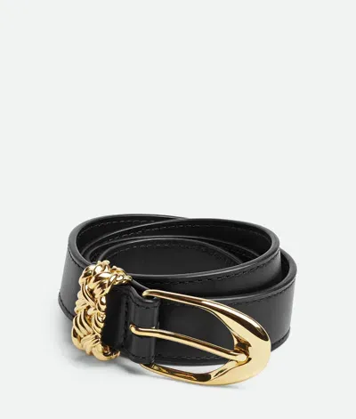 Bottega Veneta Intreccio Loop Belt In Black