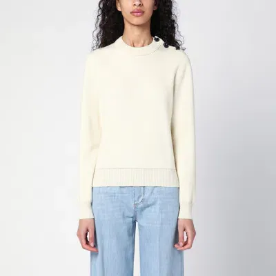 Bottega Veneta Ivory Wool Sweater With Buttons In Grey