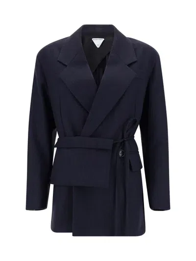 Bottega Veneta Jacket In Black/blue Melange