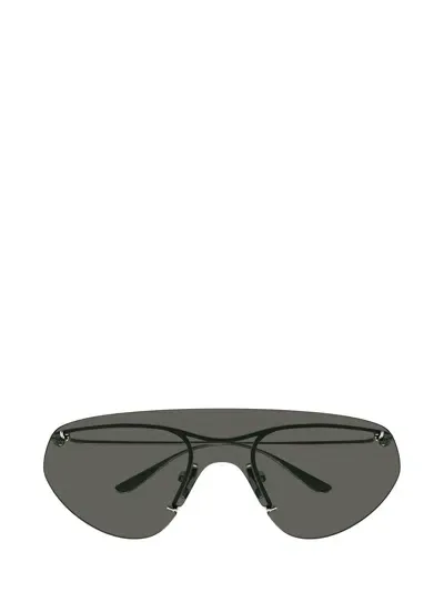 Bottega Veneta Knot Shield Sunglasses In 002 Silver Silver Grey