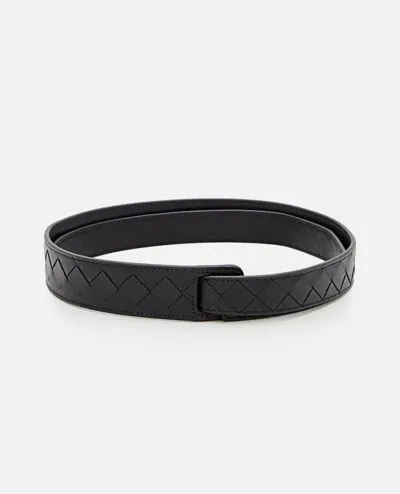 Bottega Veneta Leather Belt In Black