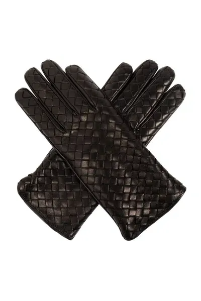 Bottega Veneta Leather Gloves In Black