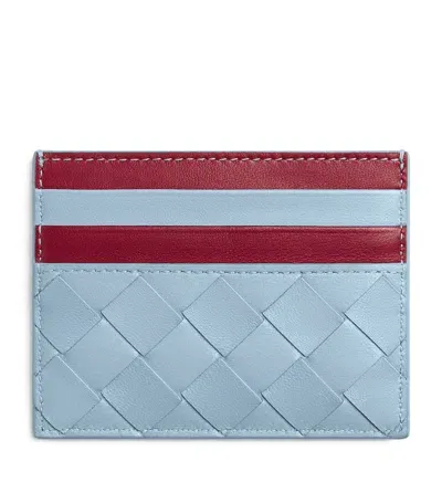 Bottega Veneta Leather Intrecciato Card Holder In Blue